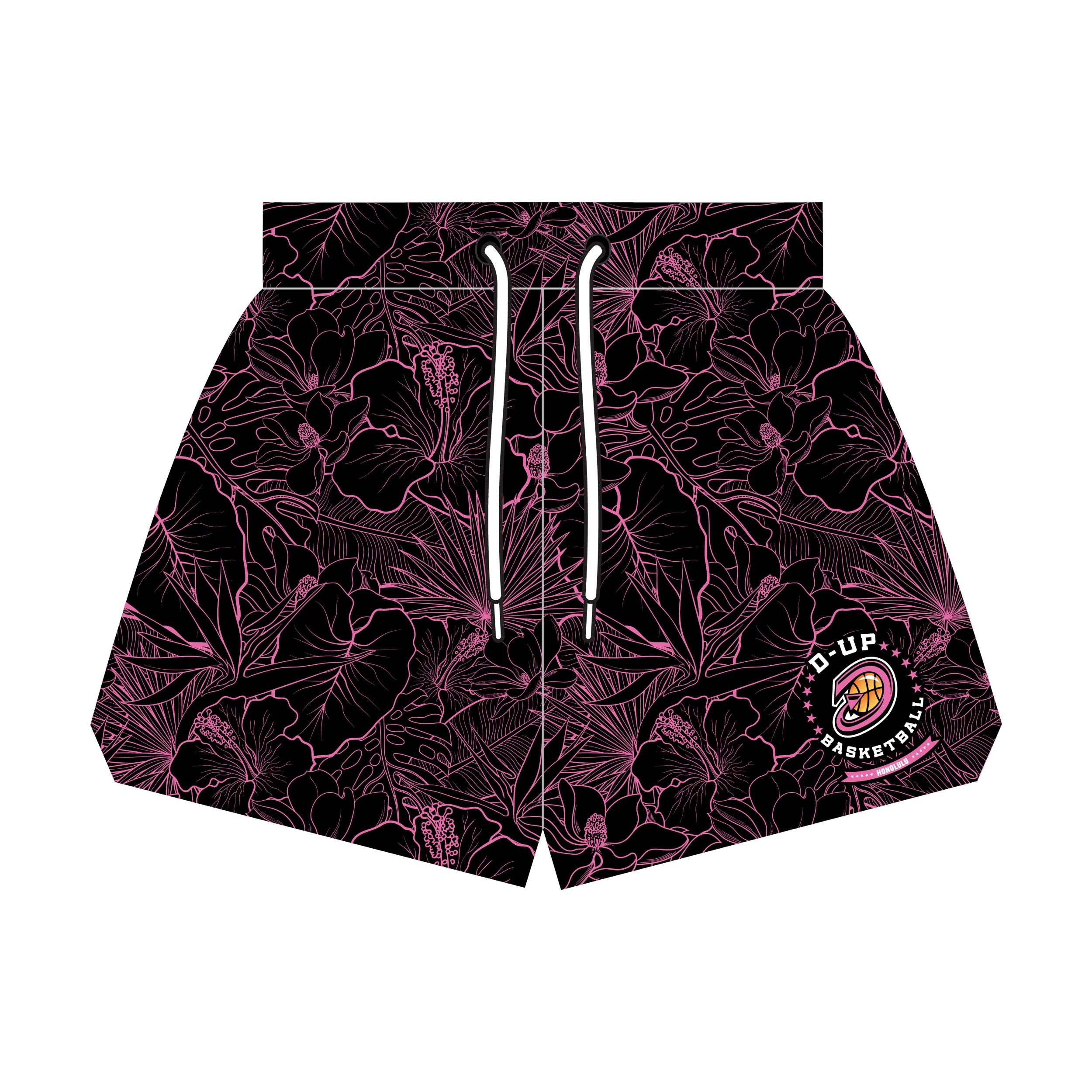 D-UP Hawaii – FLORAL DARK Basketball Shorts (PRE-ORDER)