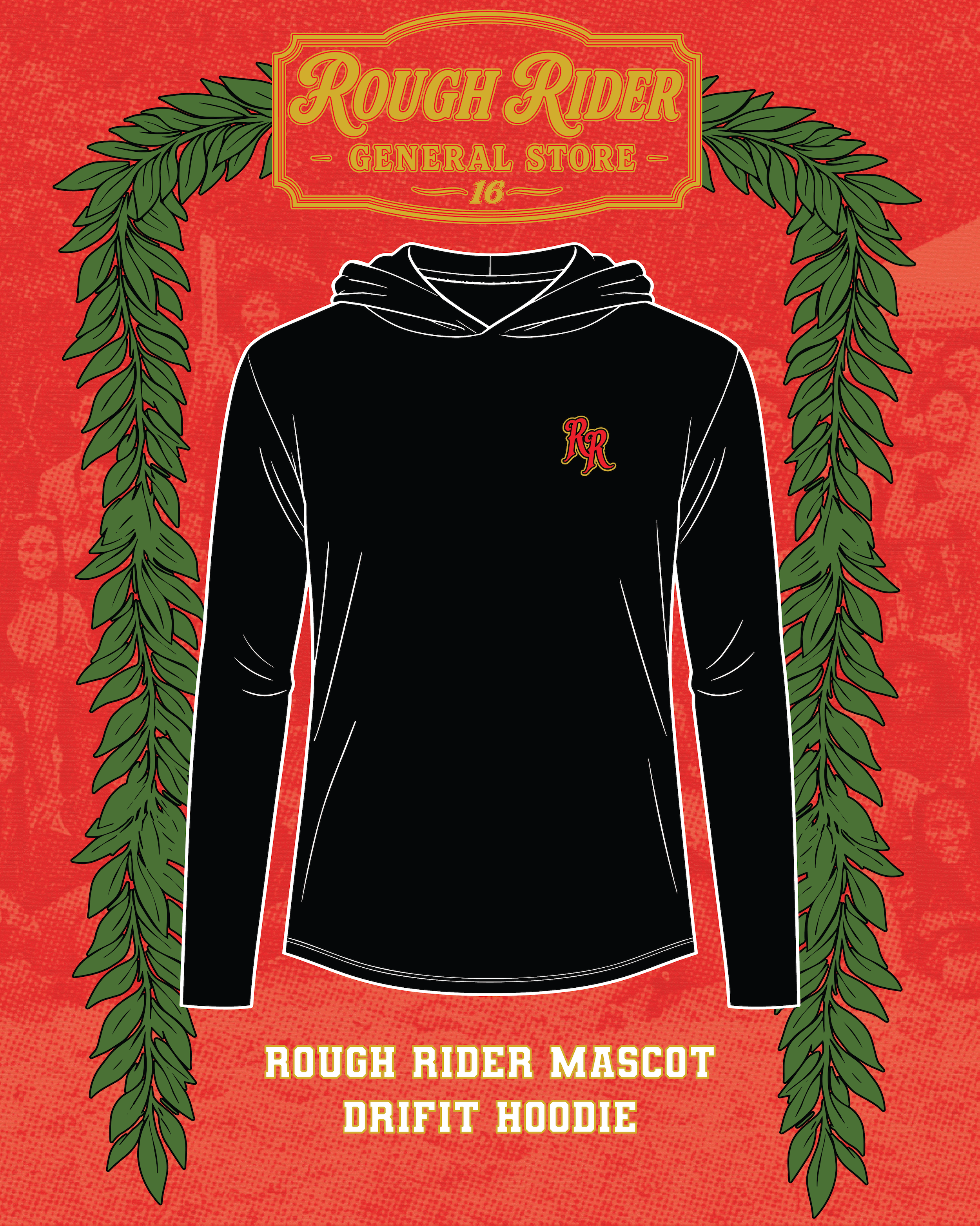 Rough Rider  Mascot  Drifit Hoodie